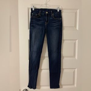 7 for all Mankind Women’s Mid rise skinny illusion ankle skinny in Twilight Blue